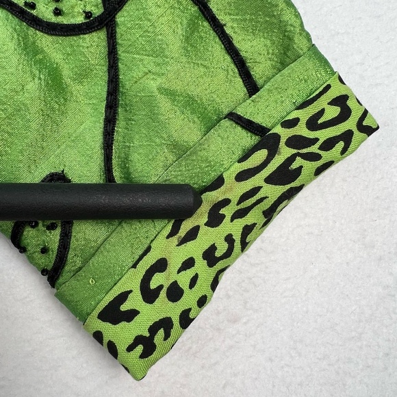 VINTAGE 90s Anage 100% Silk Women Jacket Blazer Embroider Green Christmas SMALL - Picture 16 of 16